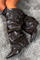 brown knee high slouched heeled boots uk shark boots givenchy