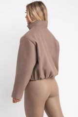 womens high collar funnel neck long sleeve soft bomber jacket styledup uk