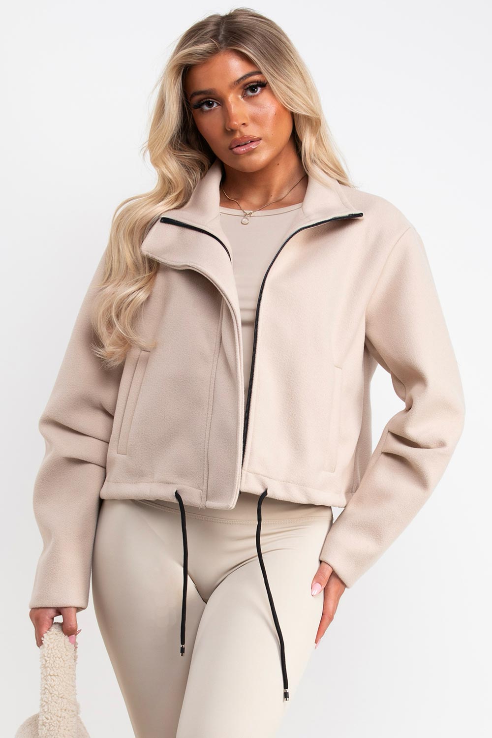 zara womens soft bomber jacket with drawstring hem styledup uk