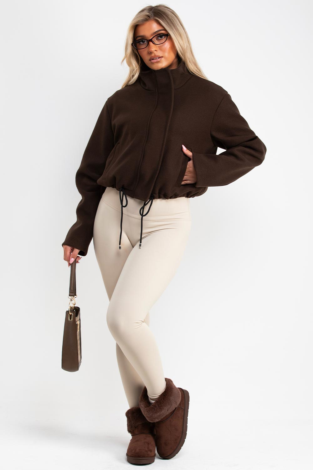 zara womens soft bomber jacket with drawstring hem styledup uk