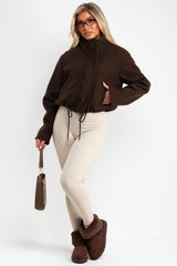 zara womens soft bomber jacket with drawstring hem styledup uk