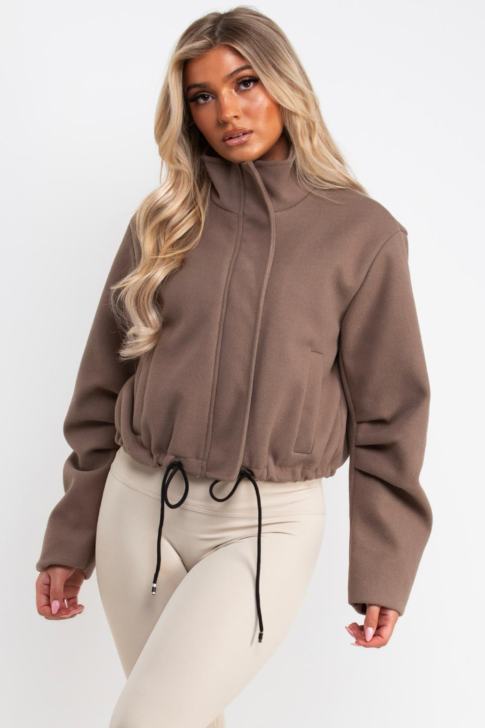 zara womens soft bomber jacket with drawstring hem styledup uk