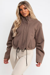 zara womens soft bomber jacket with drawstring hem styledup uk