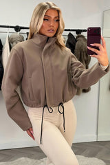 drawstring hem soft bomber jacket zara womens uk
