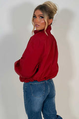 womens burgundy funnel neck jacket styledup uk
