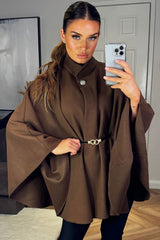 womens cape with belt and button fastening christmas day outfit styledup