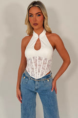 white corset top with straps going out festival night out outfit styledup 