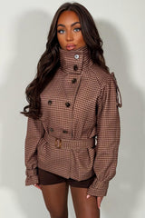 womens crop trench coat with belt styledup uk
