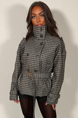 womens cropped jacket with funnel neck styledup uk