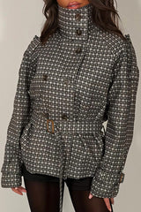 checkered cropped trench jacket for womens styledup uk