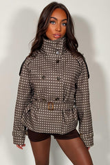 funnel neck trench jacket with belt for womens styledup uk