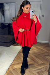 cape with belt and button fastening christmas day outfit