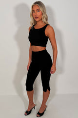 zara capri pants sculpting compression fabric black styledup uk