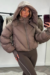 padded puffer crop jacket with hood styledup 