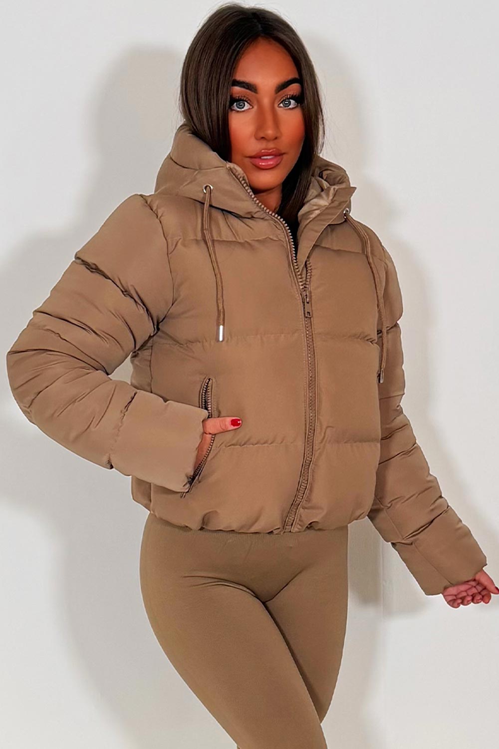 womens puffer jacket beige zara uk