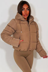 womens puffer jacket beige zara uk