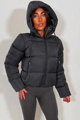 womens zara puffer jacket charcoal grey