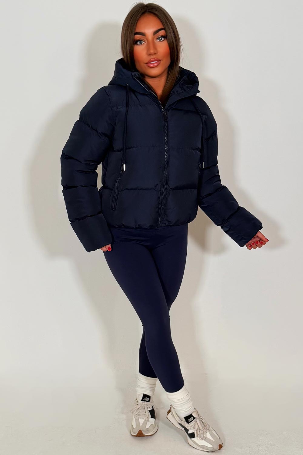 womens puffer jacket navy zara uk
