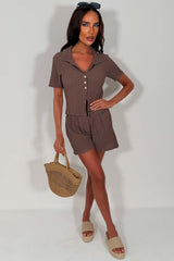 womens summer holiday shorts and top two piece co ord set travel outfit zara uk