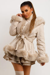 beige-faux-fur-lined-hooded-belted-jacket-styledup-fashion