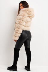 womens faux fur coat premium quality big fur panels
