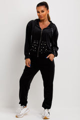 pearls velour tracksuit hooded womens