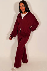 womens zip up oversized hoodie and wide leg jogger two piece co ord lounge set styledup zara uk 