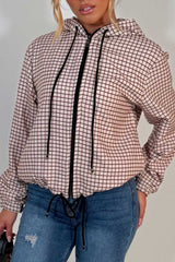 womens checked hooded jacket festival windbreaker styledup uk