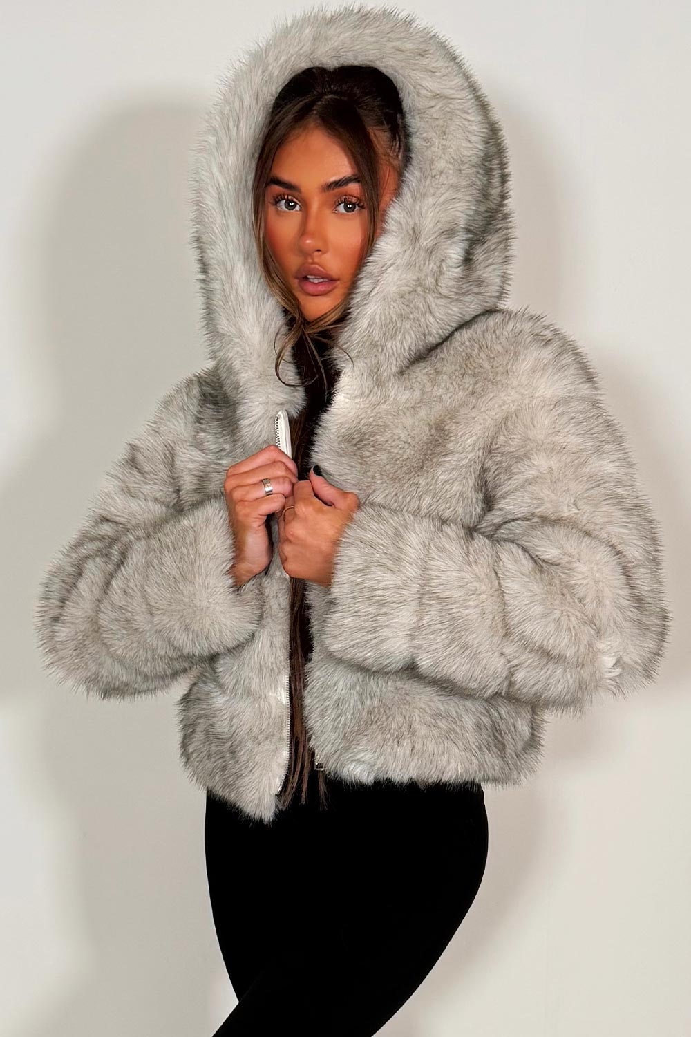 faux fur hood jacket womens zara uk 