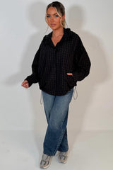 womens hooded windbreaker jacket check print stradivarius uk