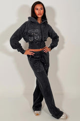 womens wide leg joggers and crop zip through hoodie co ord lounge set with pockets airport outfit styledup 
