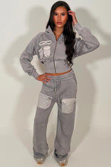 womens wide leg joggers and zip through hoodie co ord lounge set styledup 