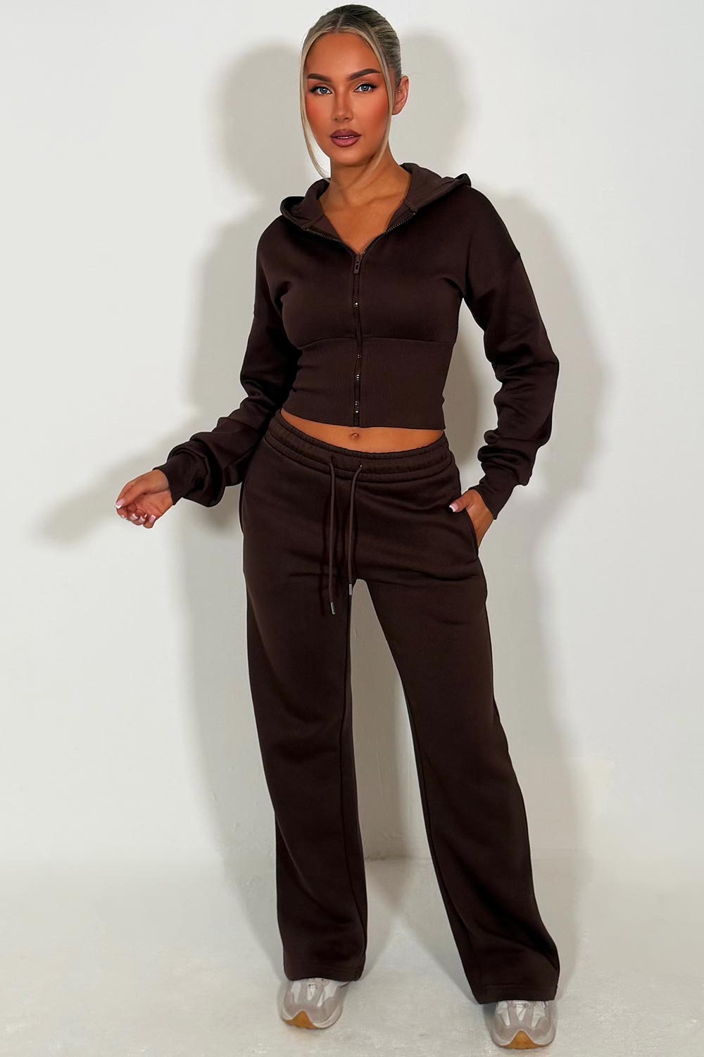 womens zara tracksuit set with cinched waist couture club