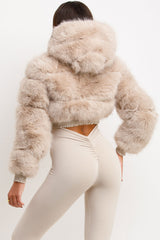 faux fur crop jacket styled up