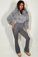 crop fur jacket with hood womens styled up