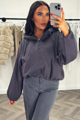 zara hooded jacket with elastic hem styledup uk