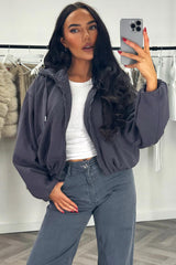 womens zara hooded jacket with elastic hem styledup