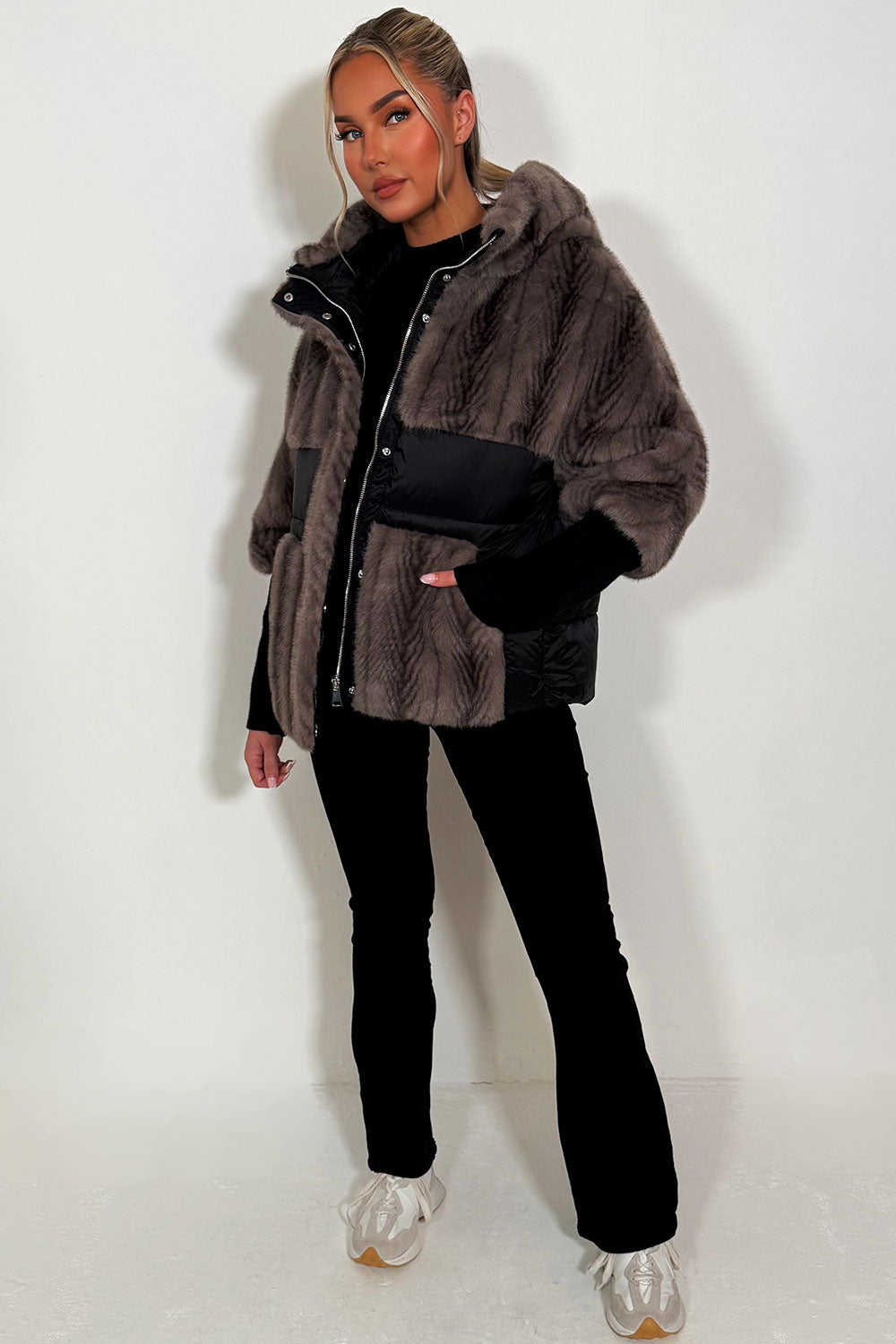 styledup fur jacket with hood styledup