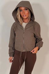 womens check bomber jacket with hood styledup uk