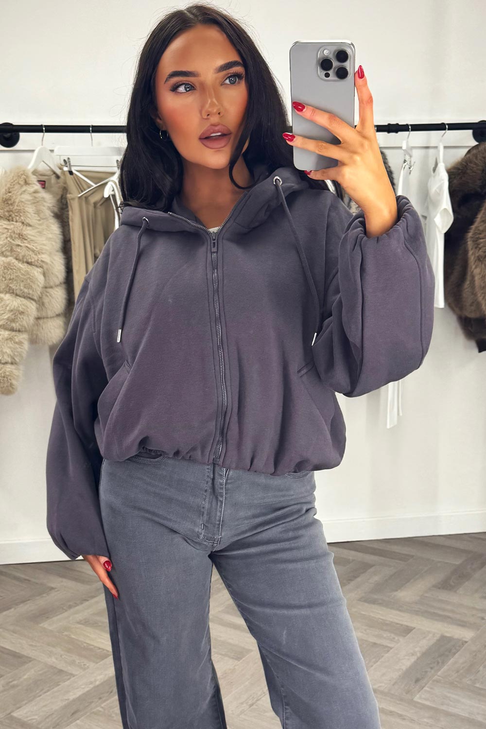 zara womens hooded jacket with elastic hem styledup