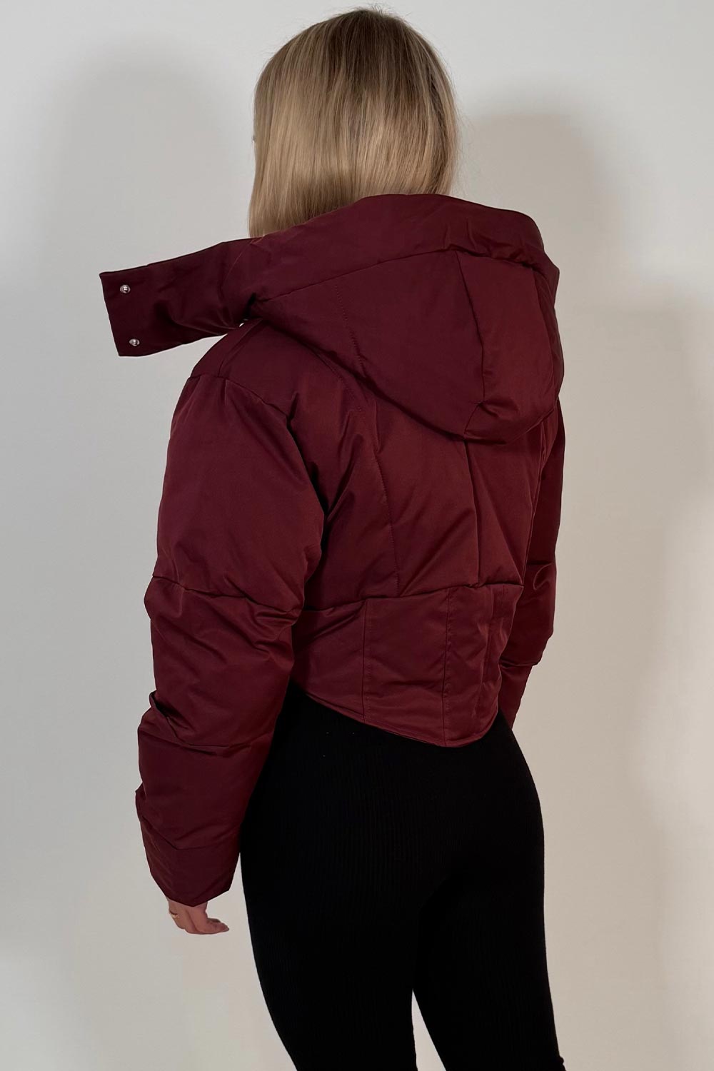 womens padded puffer winter jacket with funnel neck styledup uk