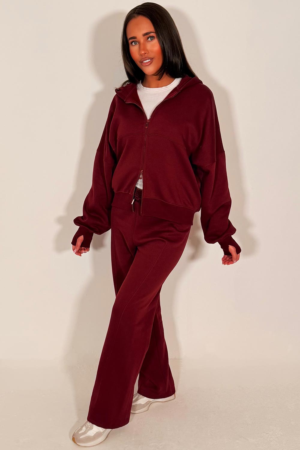 womens zip up hoodie and jogger tracksuit lounge set zara uk sale styledup fashion