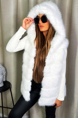 womens fur gilet with hood