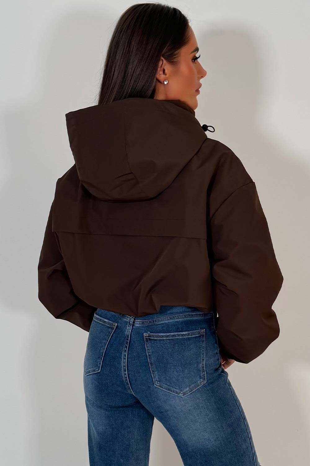 brown padded hooded rain jacket womens styledup uk