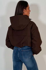 brown padded hooded rain jacket womens styledup uk