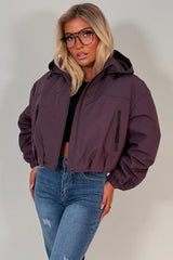 purple padded hooded rain jacket womens styledup uk