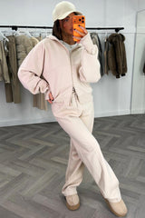 zara womens zip up hoodie and wide leg joggers tracksuit lounge set burgundy wine styledup 