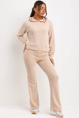 ribbed crop hoodie tracksuit womens loungewear co ord