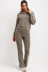 ribbed crop hoodie tracksuit womens loungewear co ord