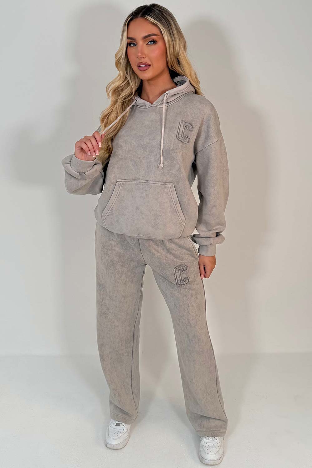 womens zip up joggers and hoodie tracksuit lounge set airport outfit styledup